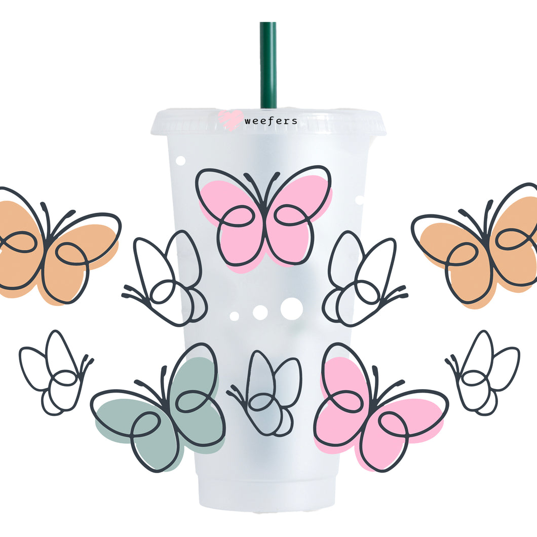 Boho Butterflies 24oz UV-DTF Cold Cup Wrap - Ready to apply Wrap - NO HOLE