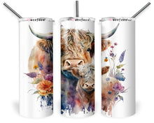 Load image into Gallery viewer, 20oz Skinny Tumbler Wrap - Floral Cow
