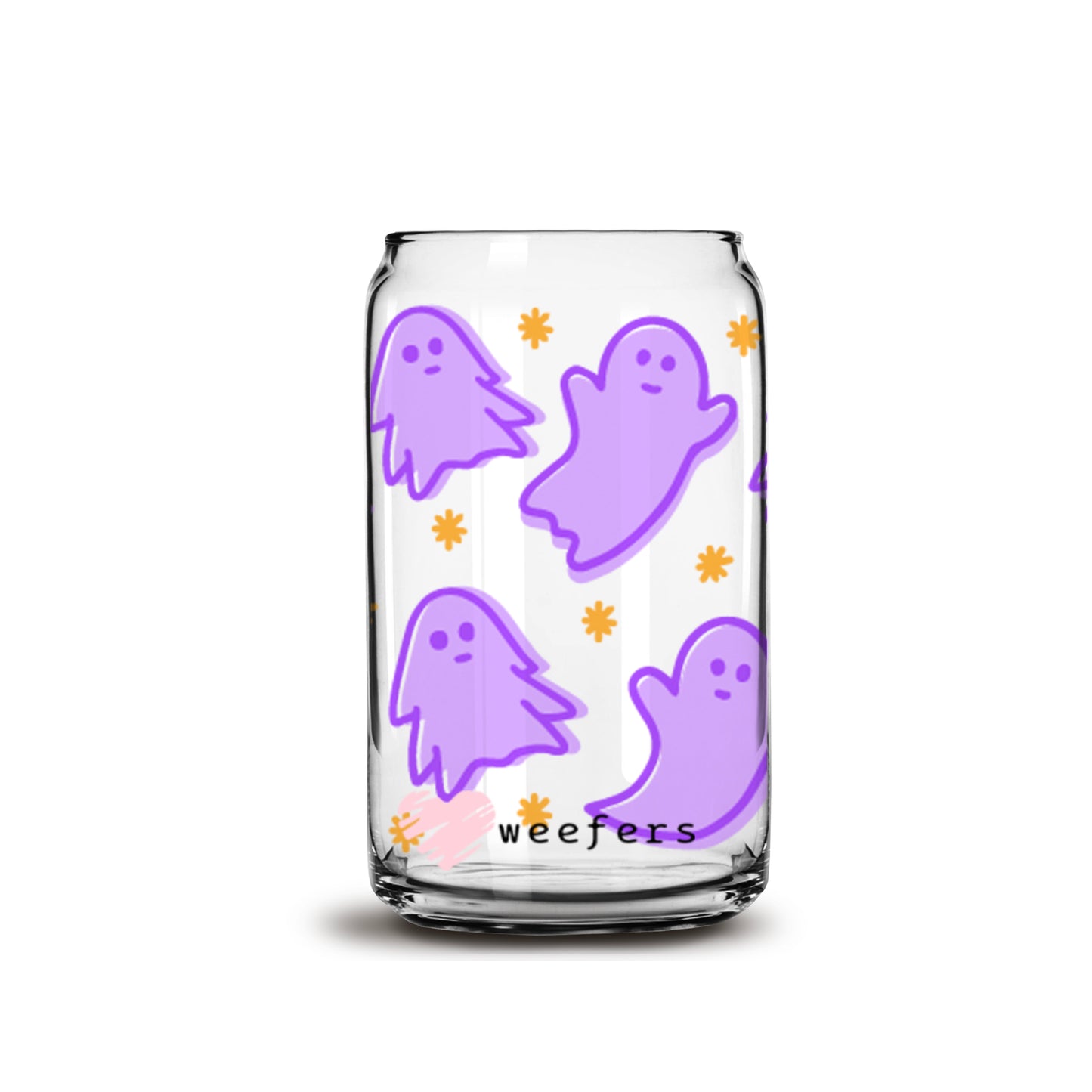 Purple Ghosts 16oz Libbey Glass Can UV DTF or Sublimation Wrap - Decal - Weefers