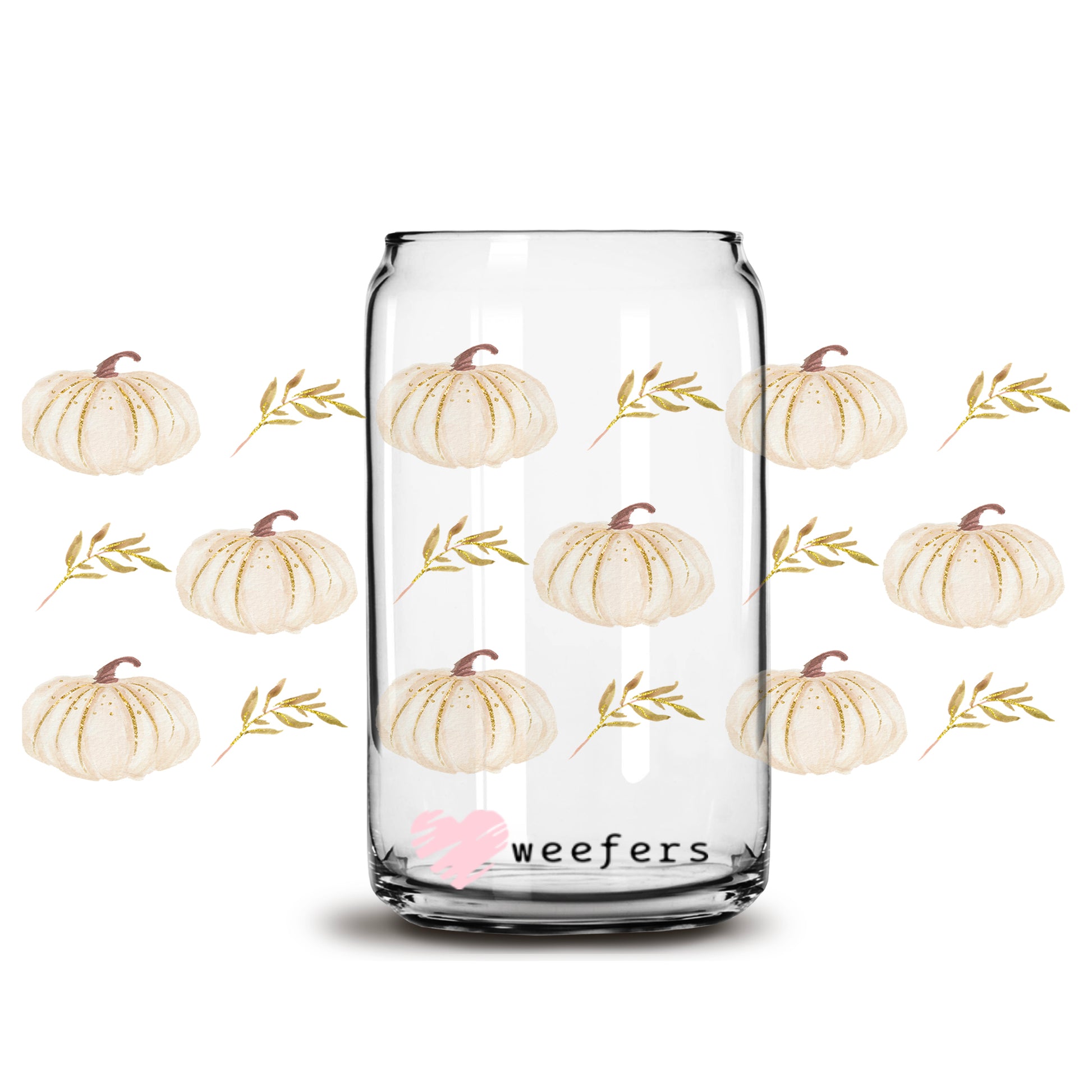 Cream Pumpkins 16oz Libbey Glass Can UV DTF or Sublimation Wrap - Decal - Weefers