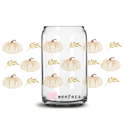 Cream Pumpkins 16oz Libbey Glass Can UV DTF or Sublimation Wrap - Decal - Weefers