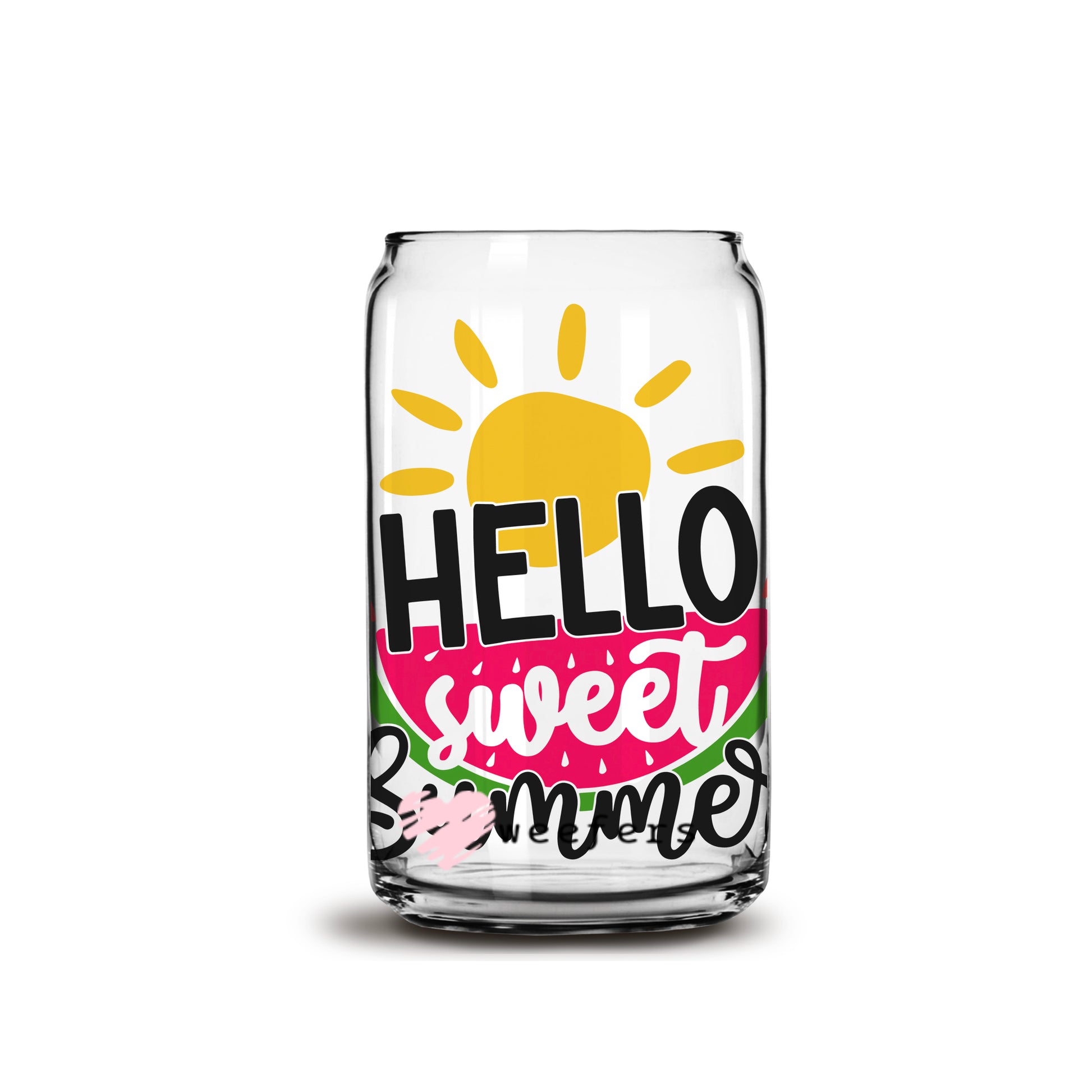 Hello Sweet Summer 16oz Libbey Glass Can UV DTF or Sublimation Wrap - Decal - Weefers