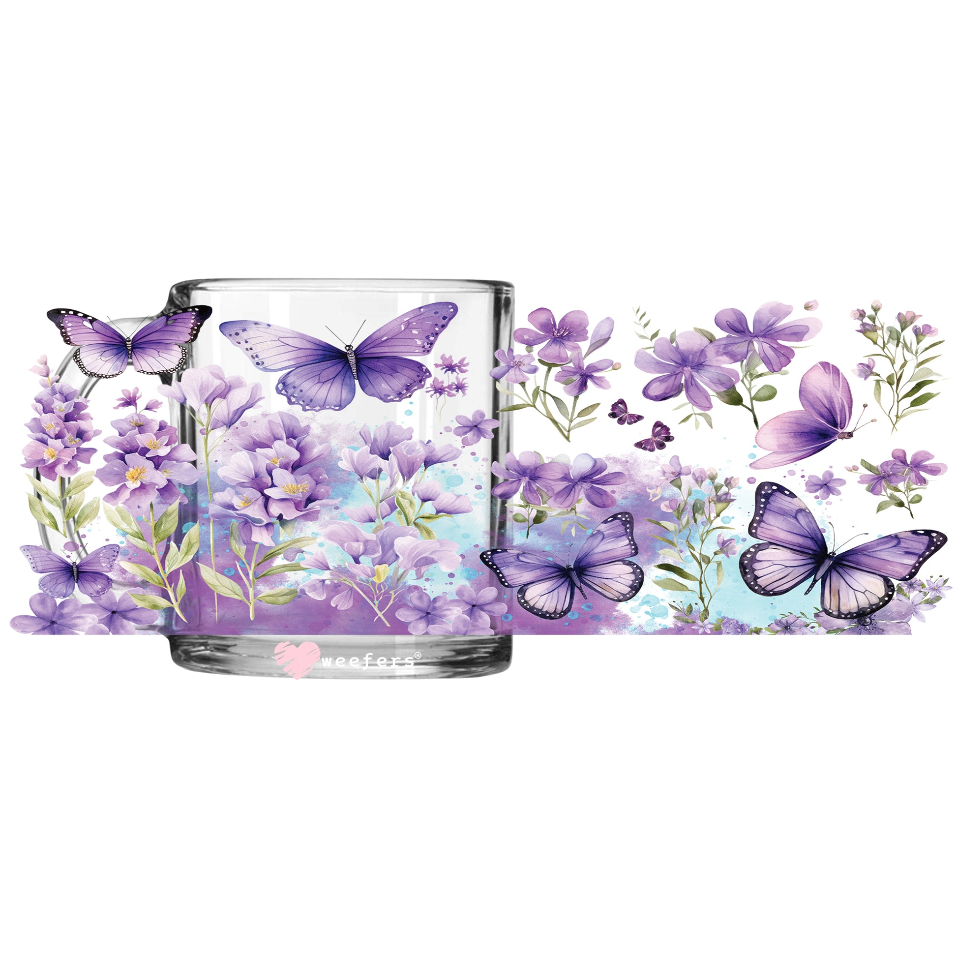 Purple Butterflies 11oz Coffee Mug UV DTF or Sublimation Wrap - Decal - Weefers