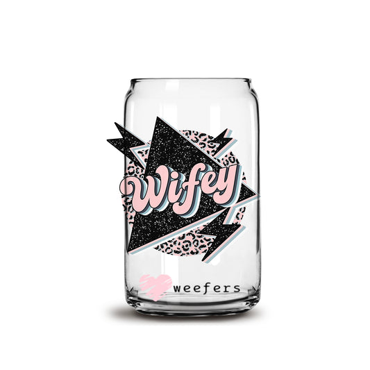 Wifey Lightening Bolt 16oz Libbey Glass Can UV DTF or Sublimation Cup Wrap - Decal Transfer Weefers