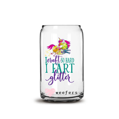 I'm so crafty I Fart Glitter 16oz Libbey Glass Can UV DTF or Sublimation Wrap - Decal - Weefers