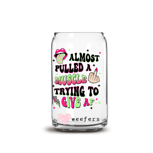 Almost Pulled a Muscle Trying to Give AF 16oz Libbey Glass Can UV DTF or Sublimation Cup Wrap - Decal Transfer Weefers