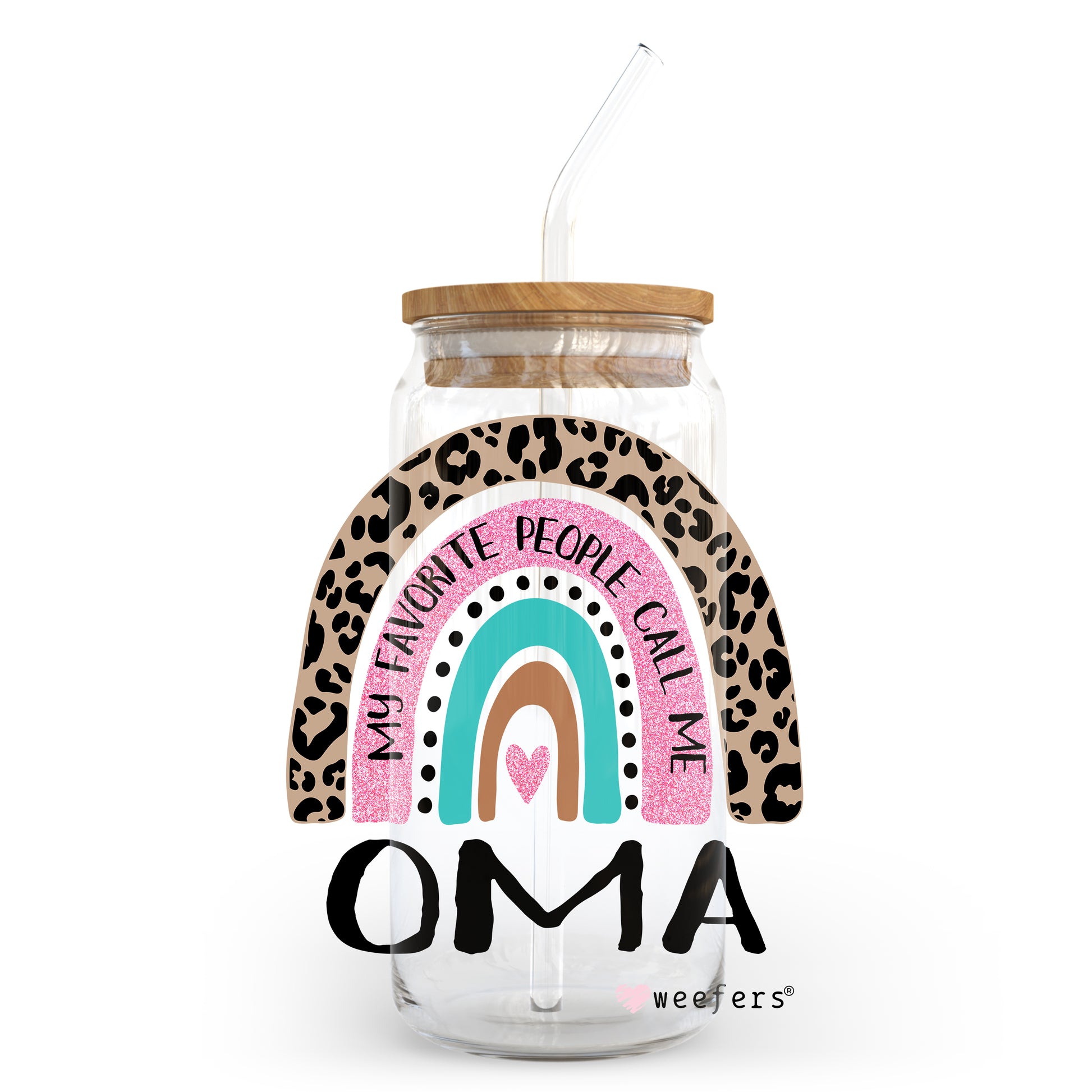 Mother's Day Oma Boho Rainbow 20oz Libbey Glass Can, 34oz Hip Sip, 40oz Tumbler UV DTF or Sublimation Decal Transfer - Weefers