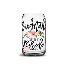 Load image into Gallery viewer, Grandmother of the Bride Blush Floral 16oz Libbey Glass Can UV-DTF or Sublimation Wrap - Decal
