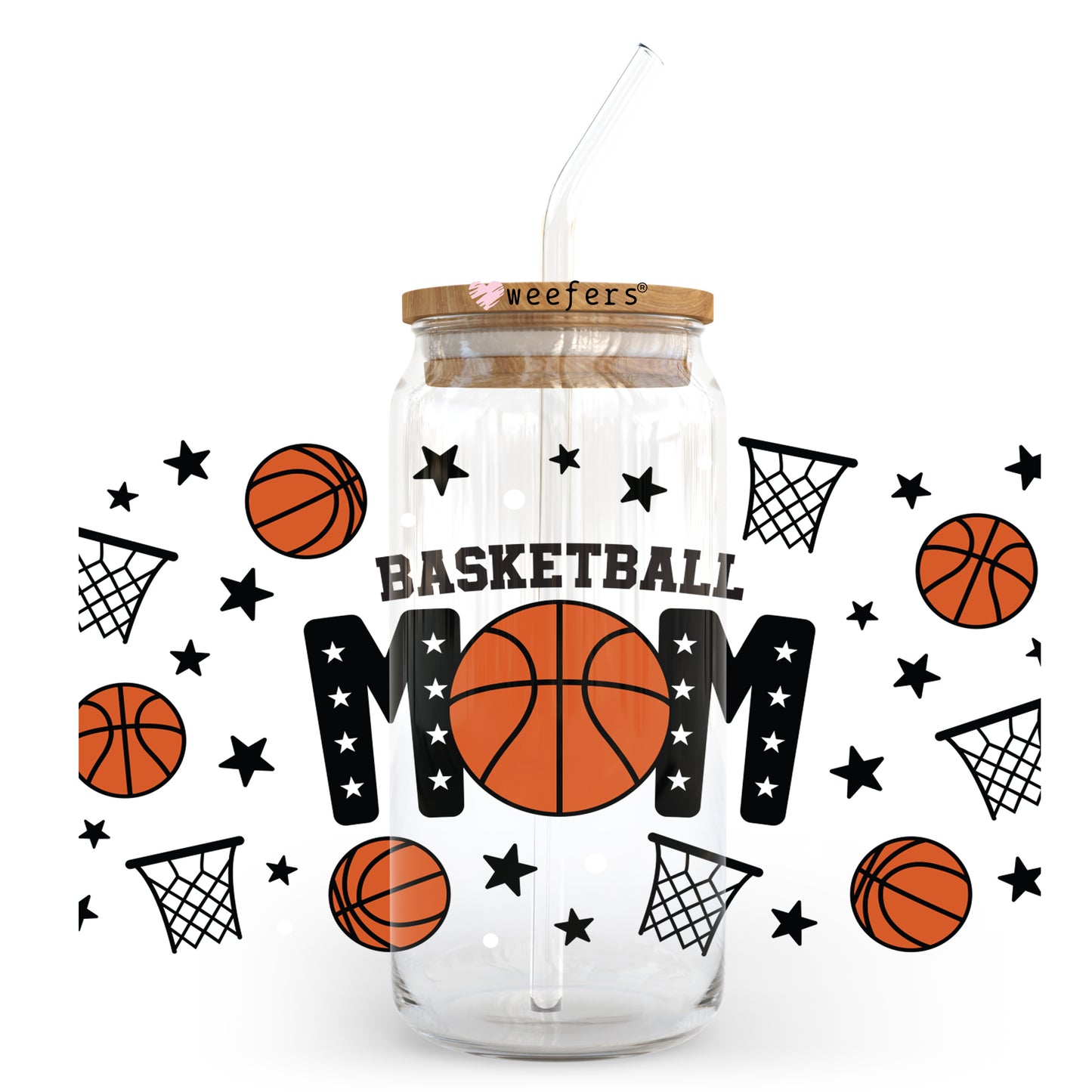 Basketball Mom 20oz Libbey Glass Can, 34oz Hip Sip, 40oz Tumbler UV DTF or Sublimation Decal Transfer - Weefers