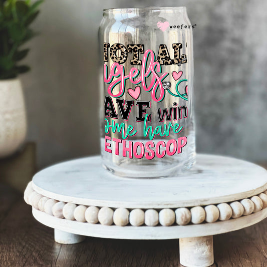 Not All Angels have Wings Some have Stethoscopes 16oz Libbey Glass Can UV DTF or Sublimation Cup Wrap - Decal Transfer Weefers