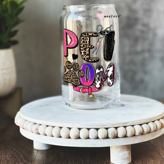 Pet Groomer 16oz Libbey Glass Can UV DTF or Sublimation Cup Wrap - Decal Transfer Weefers