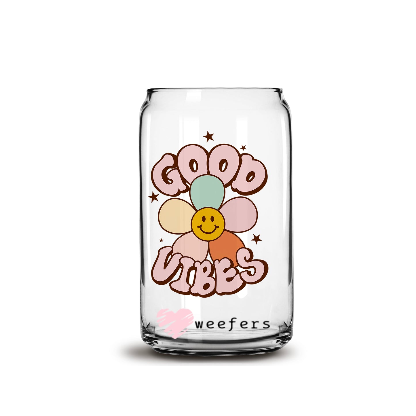 Retro Good Vibes 16oz Libbey Glass Can UV DTF or Sublimation Cup Wrap - Decal Transfer - Weefers