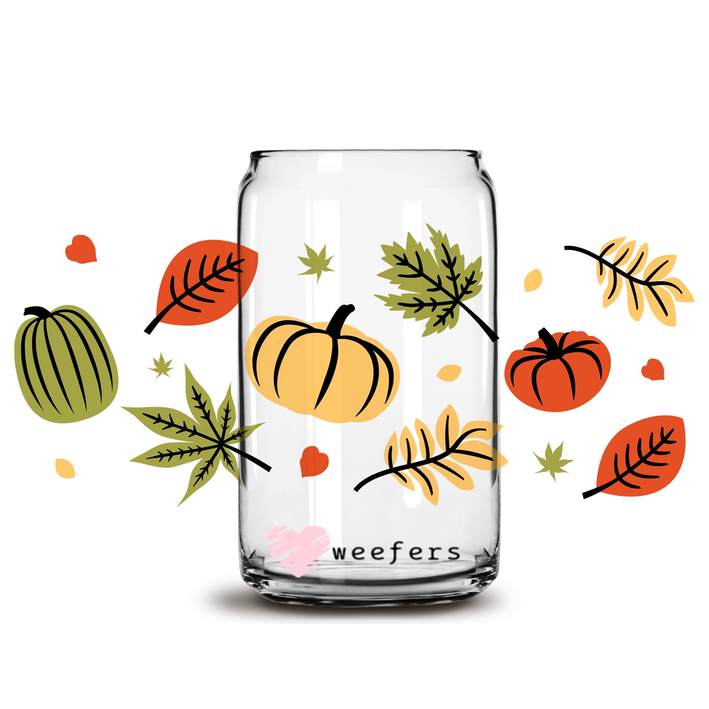 Fall Pumpkins 16oz Libbey Glass Can UV DTF or Sublimation Wrap - Decal - Weefers