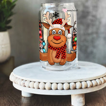 Load image into Gallery viewer, Christmas Reindeer Joy 16oz Libbey Glass Can UV-DTF or Sublimation Wrap - Decal
