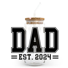 Load image into Gallery viewer, a mason jar with a straw in it that says dad est 2012

