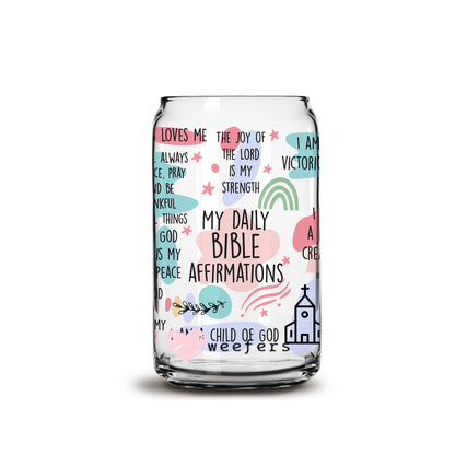 My Daily Bible Affirmations 16oz Libbey Glass Can UV DTF or Sublimation Wrap - Decal - Weefers