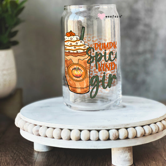 Pumpkin Spice Kind of Girl Fall 16oz Libbey Glass Can UV DTF or Sublimation Wrap - Decal - Weefers