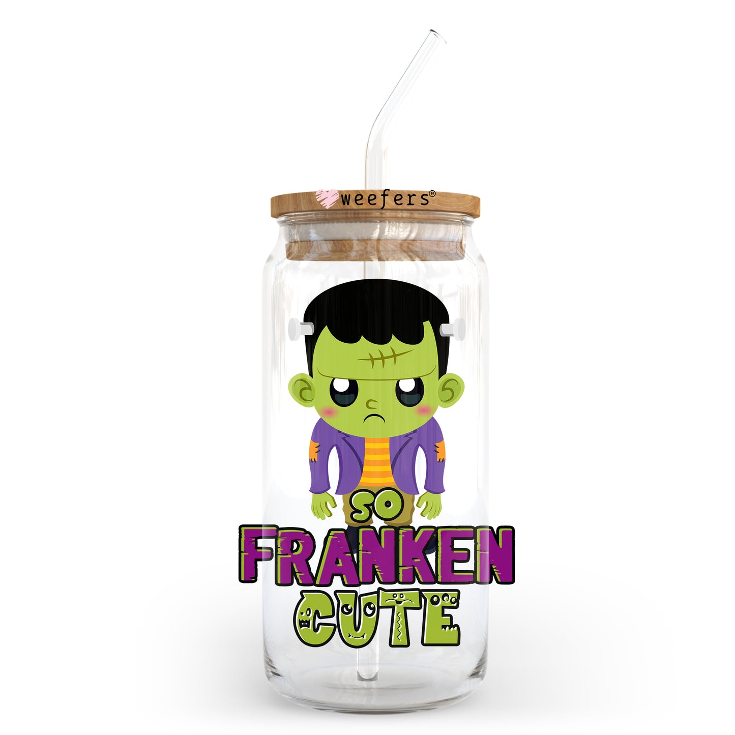 So Franken Cute Halloween 20oz Libbey Glass Can, 34oz Hip Sip, 40oz Tumbler UV DTF or Sublimation Decal Transfer - Weefers