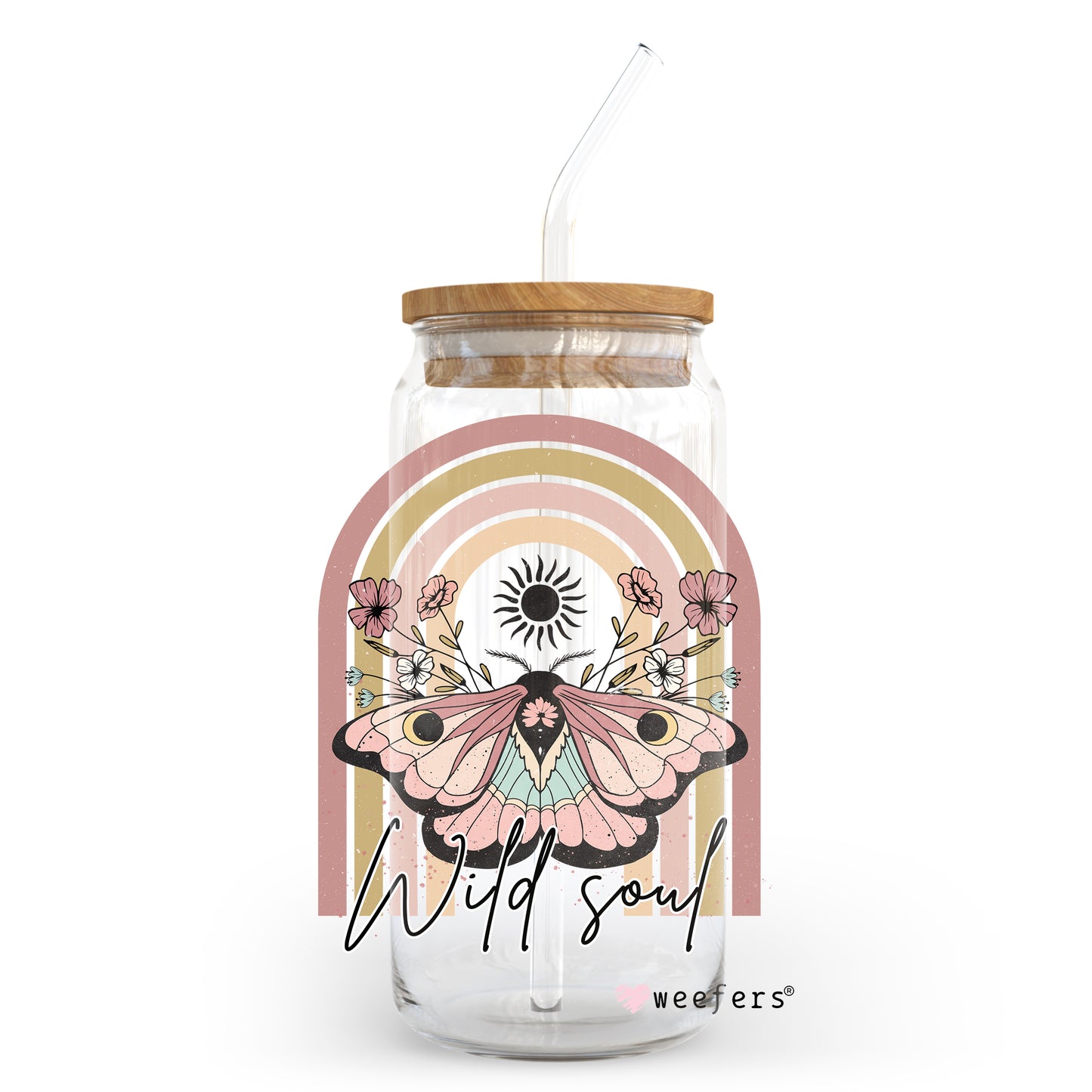 Wild Soul Butterfly 20oz Libbey Glass Can, 34oz Hip Sip, 40oz Tumbler UV DTF or Sublimation Decal Transfer - Weefers