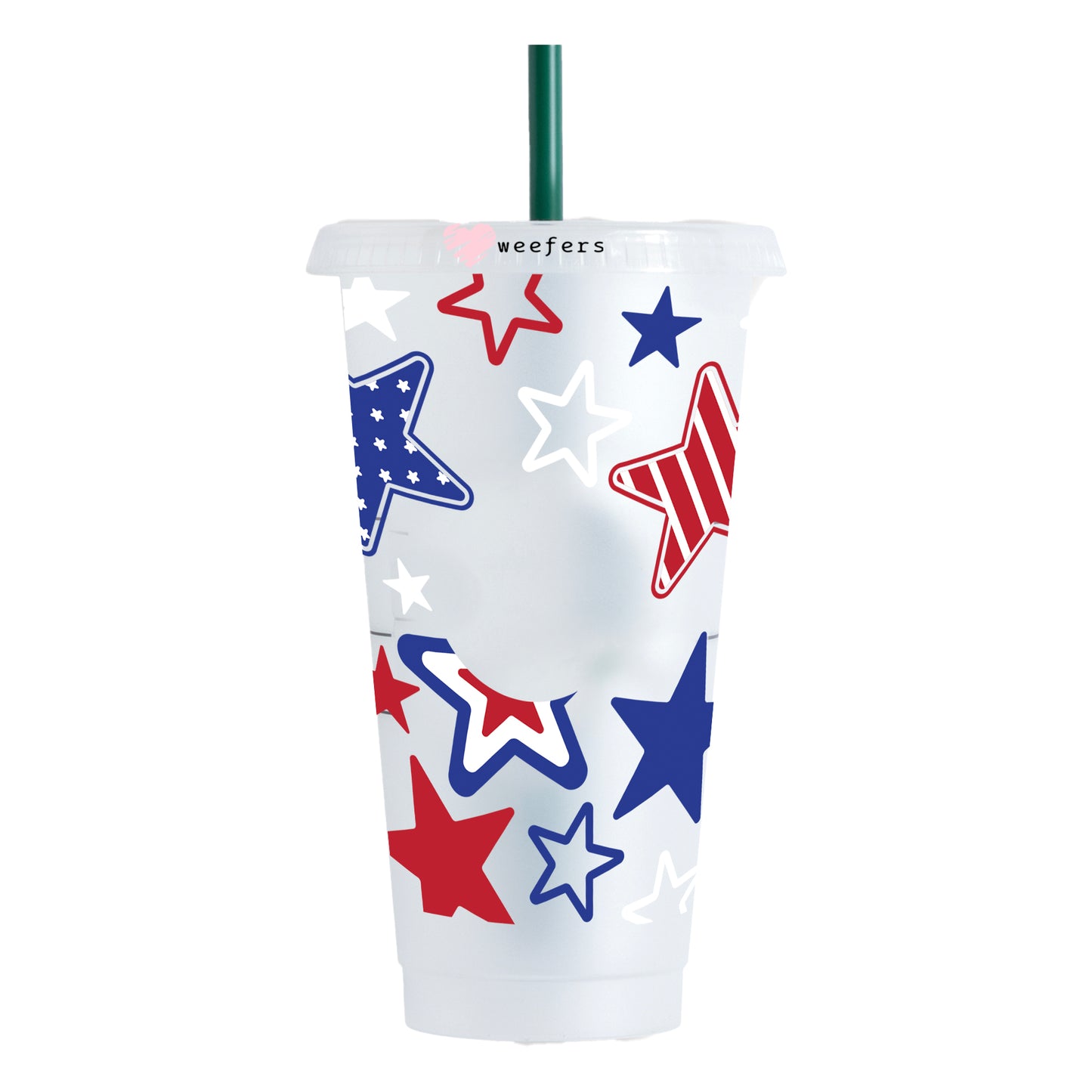 4th of July Stars 24oz UV DTF Cold Cup Wrap - Ready to apply Wrap - HOLE - Weefers