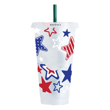 Load image into Gallery viewer, 4th of July Stars 24oz UV-DTF Cold Cup Wrap - Ready to apply Wrap - HOLE
