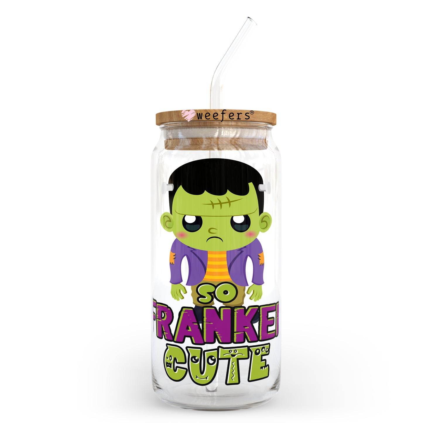 So Franken Cute Halloween 20oz Libbey Glass Can, 34oz Hip Sip, 40oz Tumbler UV DTF or Sublimation Decal Transfer - Weefers