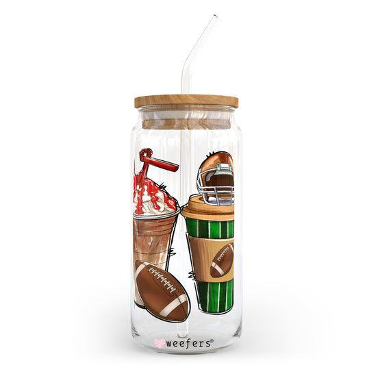 Football Coffee Latte 20oz Libbey Glass Can, 34oz Hip Sip, 40oz Tumbler UV DTF or Sublimation Decal Transfer - Weefers