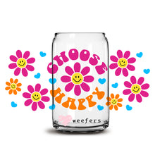 Load image into Gallery viewer, Choose Happy Retro Flowers Libbey Glass Can Wrap UV-DTF Sublimation Transfers
