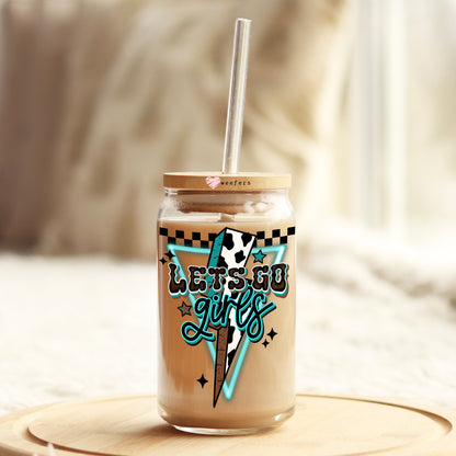 Let's Go Girls Teal 16oz Libbey Glass Can UV DTF or Sublimation Cup Wrap - Decal Transfer - Weefers