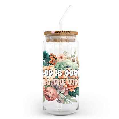 God is Good all the Time 20oz Libbey Glass Can UV DTF or Sublimation Wrap - Decal Transfer - Weefers