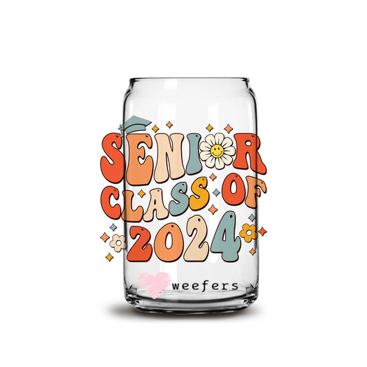 Retro Senior Class of 2024 16oz Libbey Glass Can UV DTF or Sublimation Wrap - Decal - Weefers