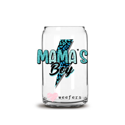 Blue Mama's Boy 16oz Libbey Glass Can UV DTF or Sublimation Cup Wrap - Decal Transfer - Weefers