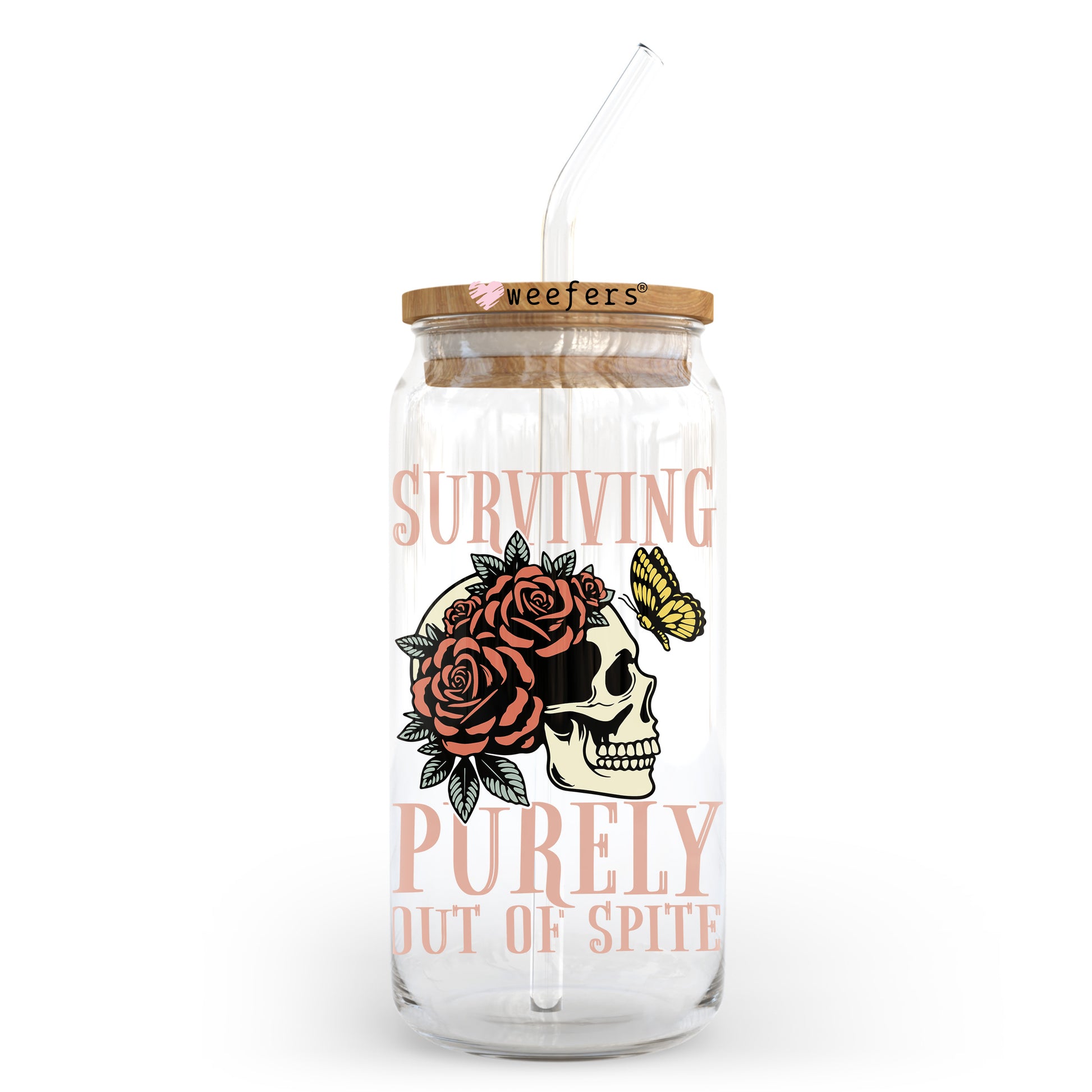 Surviving Purely Out of Spite 20oz Libbey Glass Can UV DTF or Sublimation Wrap - Decal Transfer - Weefers