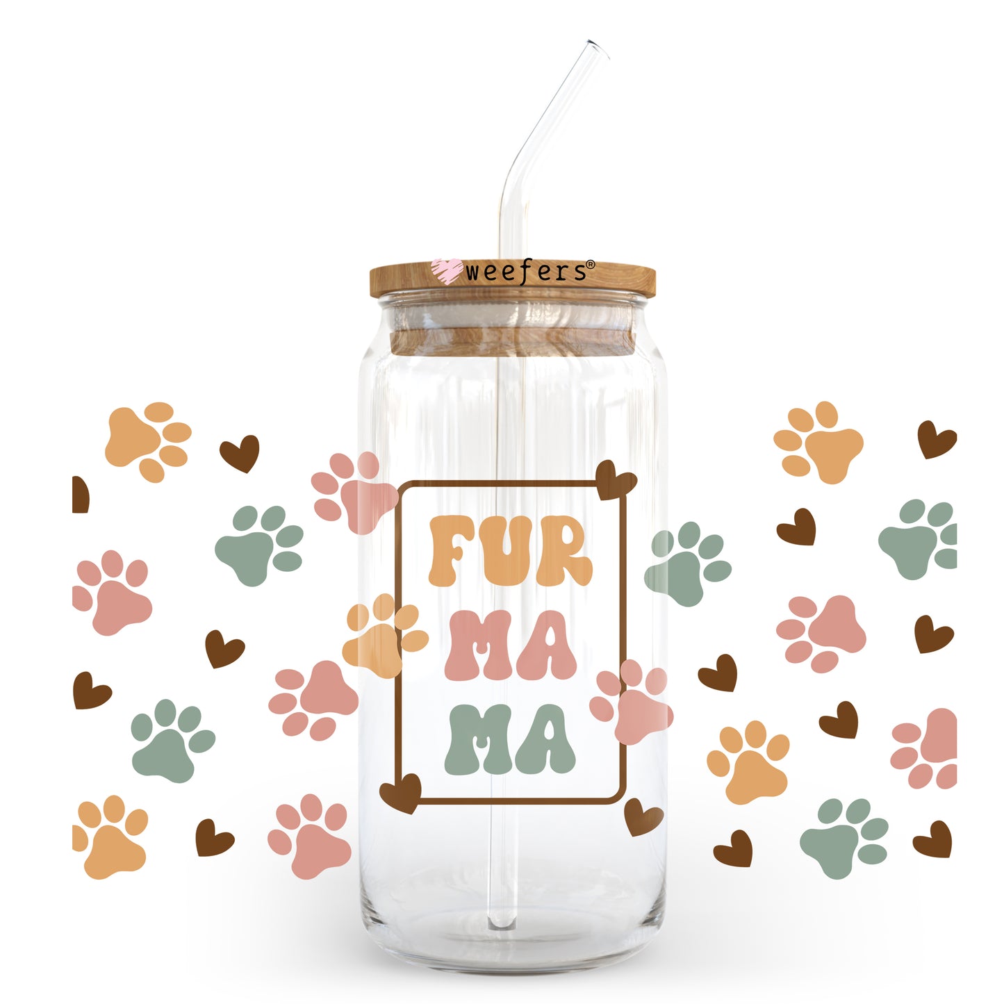 Boho Fur Mama 20oz Libbey Glass Can, 34oz Hip Sip, 40oz Tumbler UV DTF or Sublimation Decal Transfer - Weefers