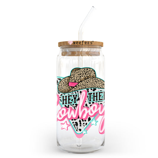 Hey There Cowboy 20oz Libbey Glass Can UV DTF or Sublimation Wrap - Decal Transfer - Weefers