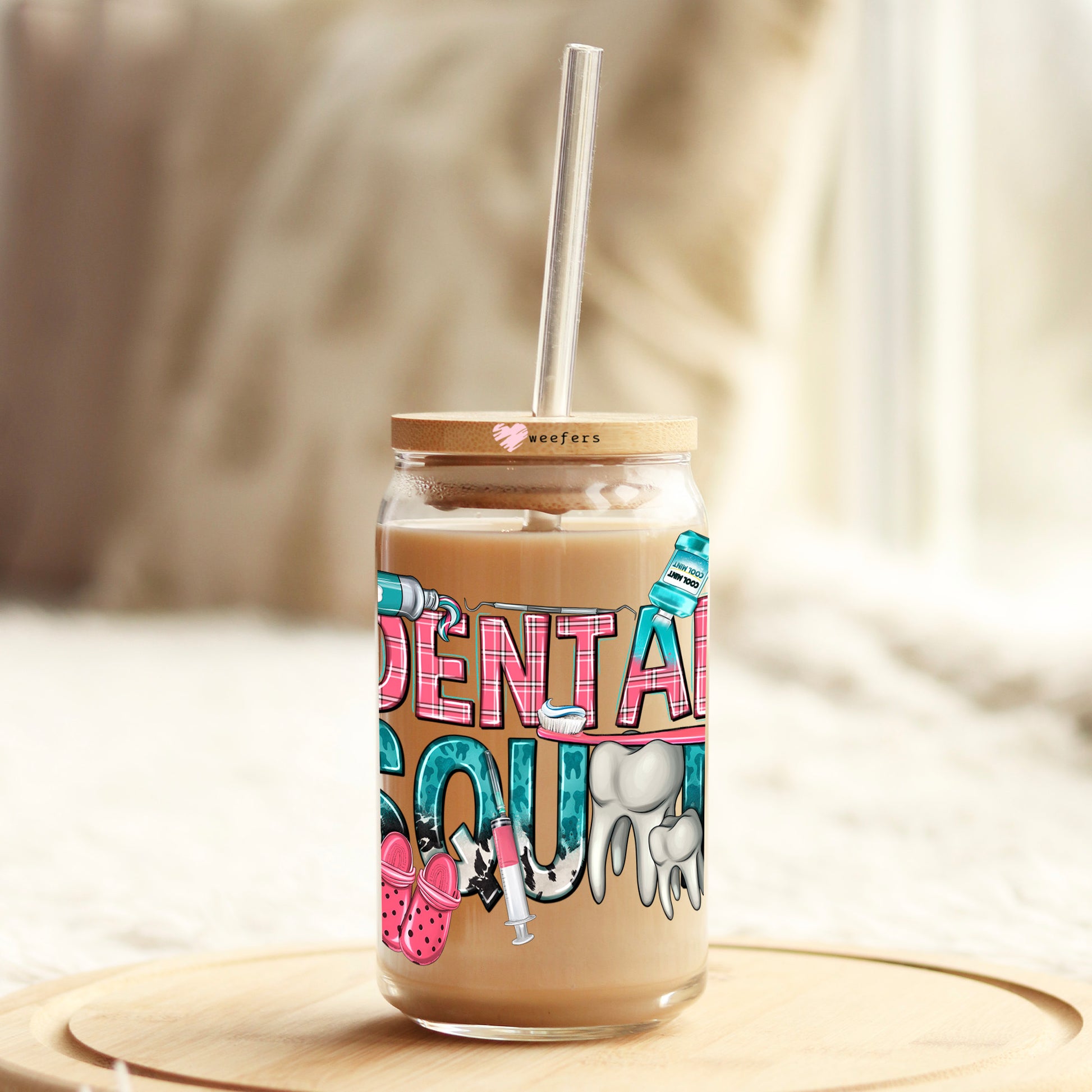 Dental Squad 16oz Libbey Glass Can UV DTF or Sublimation Wrap - Decal - Weefers