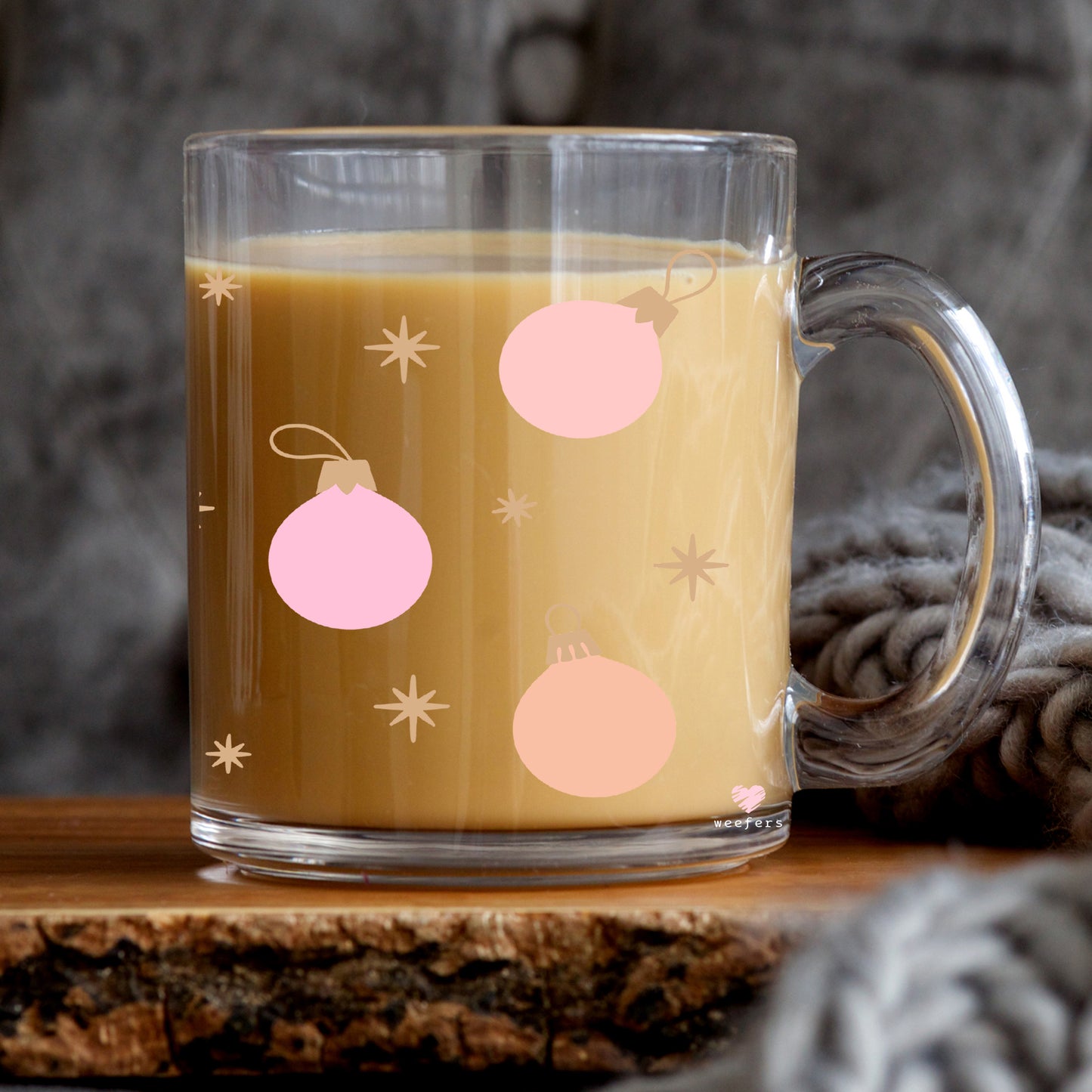 Pink and Orange Christmas Ornaments 11oz Coffee Mug UV DTF or Sublimation Wrap - Decal - Weefers