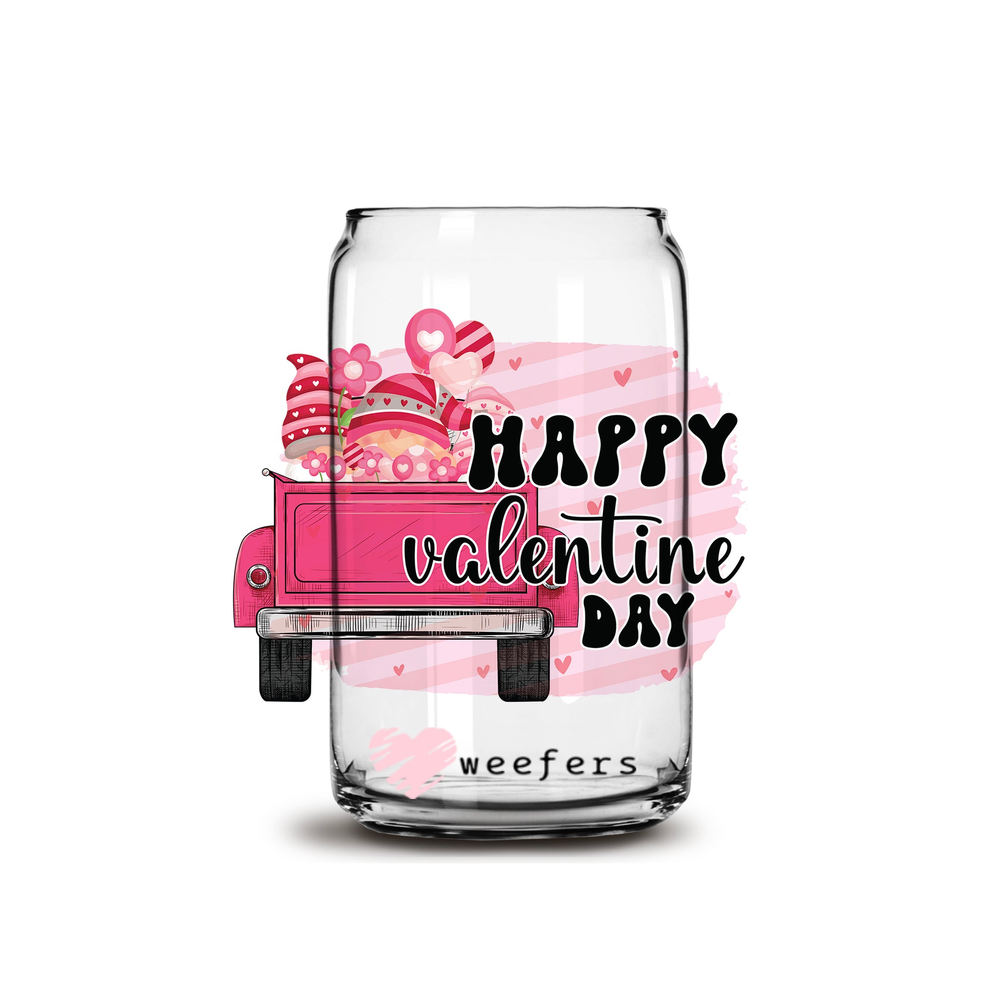 Happy Valentine Day 16oz Libbey Glass Can UV DTF or Sublimation Cup Wrap - Decal Transfer - Weefers