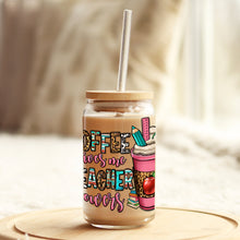 Load image into Gallery viewer, Coffee Gives Me Teacher Powers 16oz Libbey Glass Can UV-DTF or Sublimation Wrap - Decal
