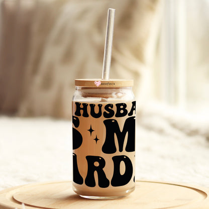 My Husband is My Cardio 16oz Libbey Glass Can UV DTF or Sublimation Cup Wrap - Decal Transfer Weefers