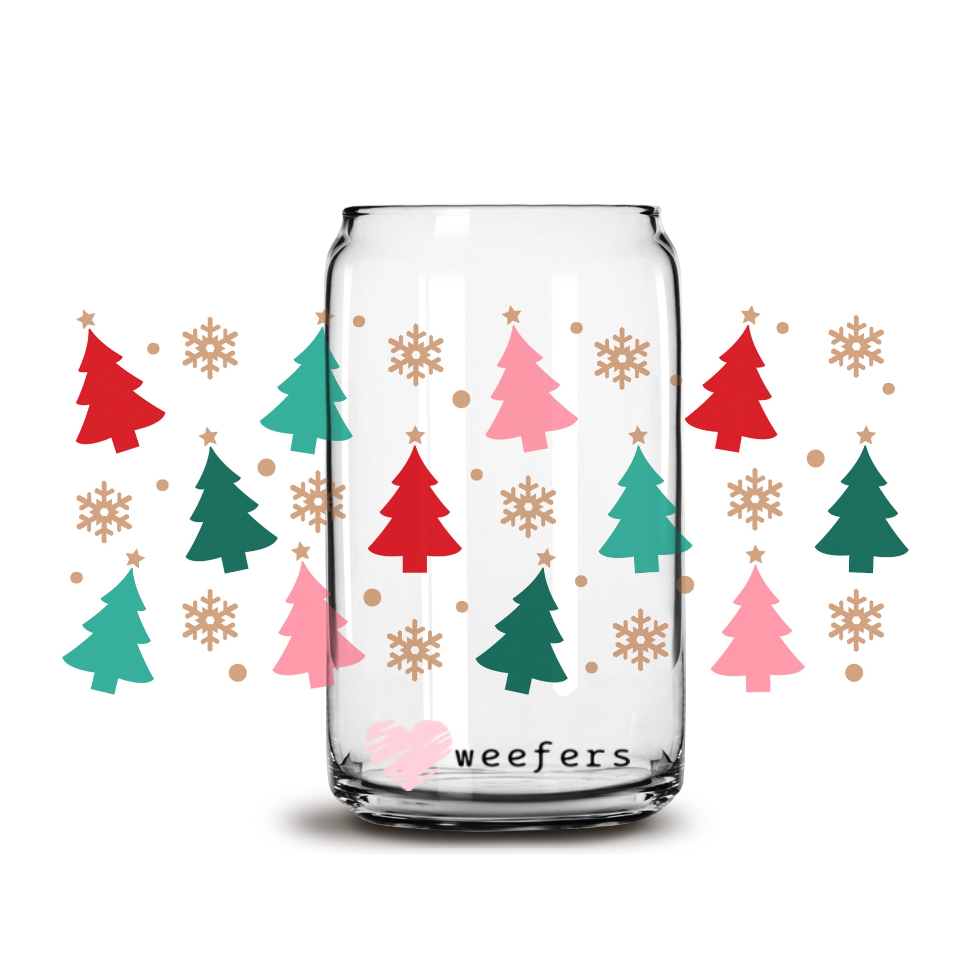 Oh Christmas Trees 16oz Libbey Glass Can UV DTF or Sublimation Wrap - Decal - Weefers