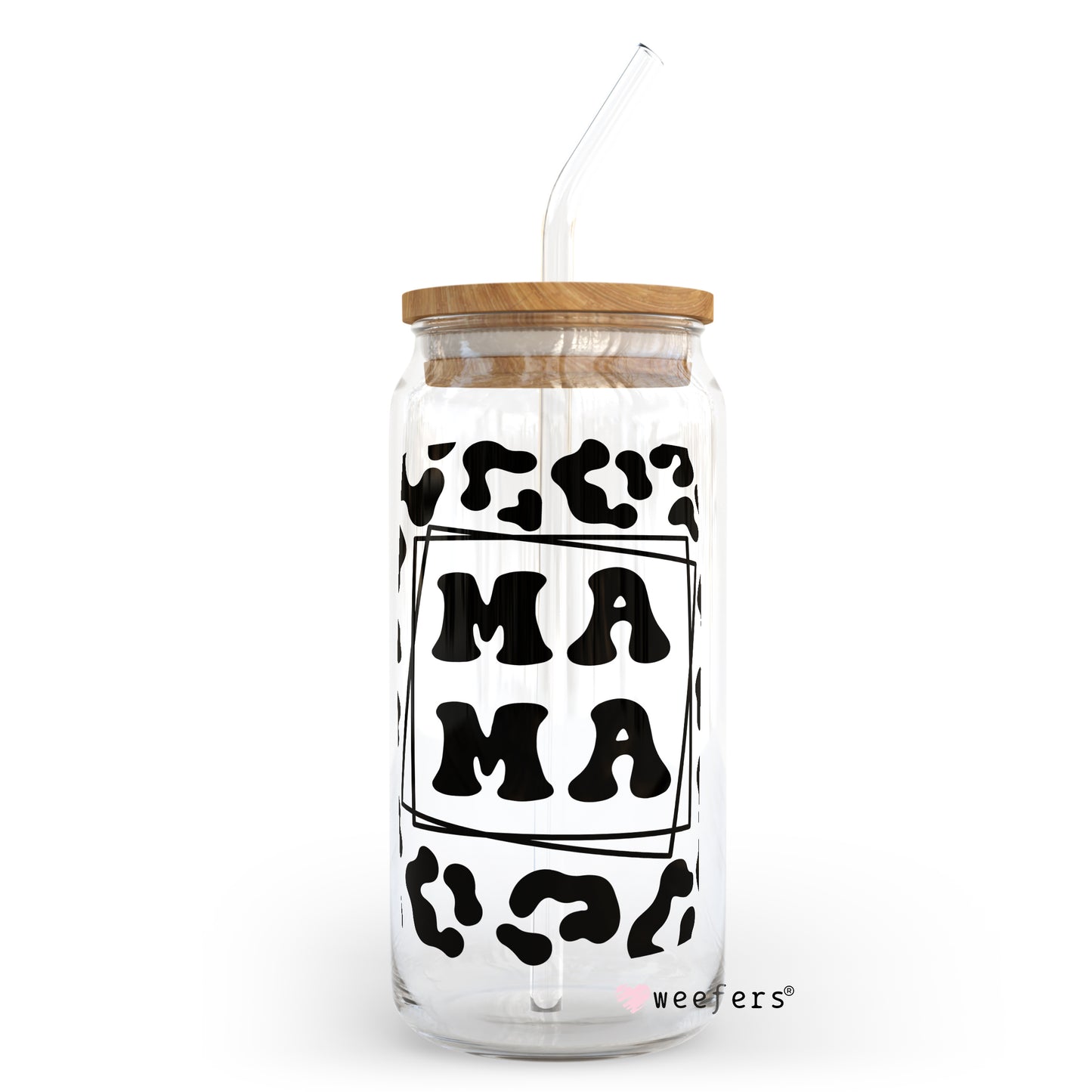 Mama Black Cheetah 20oz Libbey Glass Can, 34oz Hip Sip, 40oz Tumbler UV DTF or Sublimation Decal Transfer - Weefers