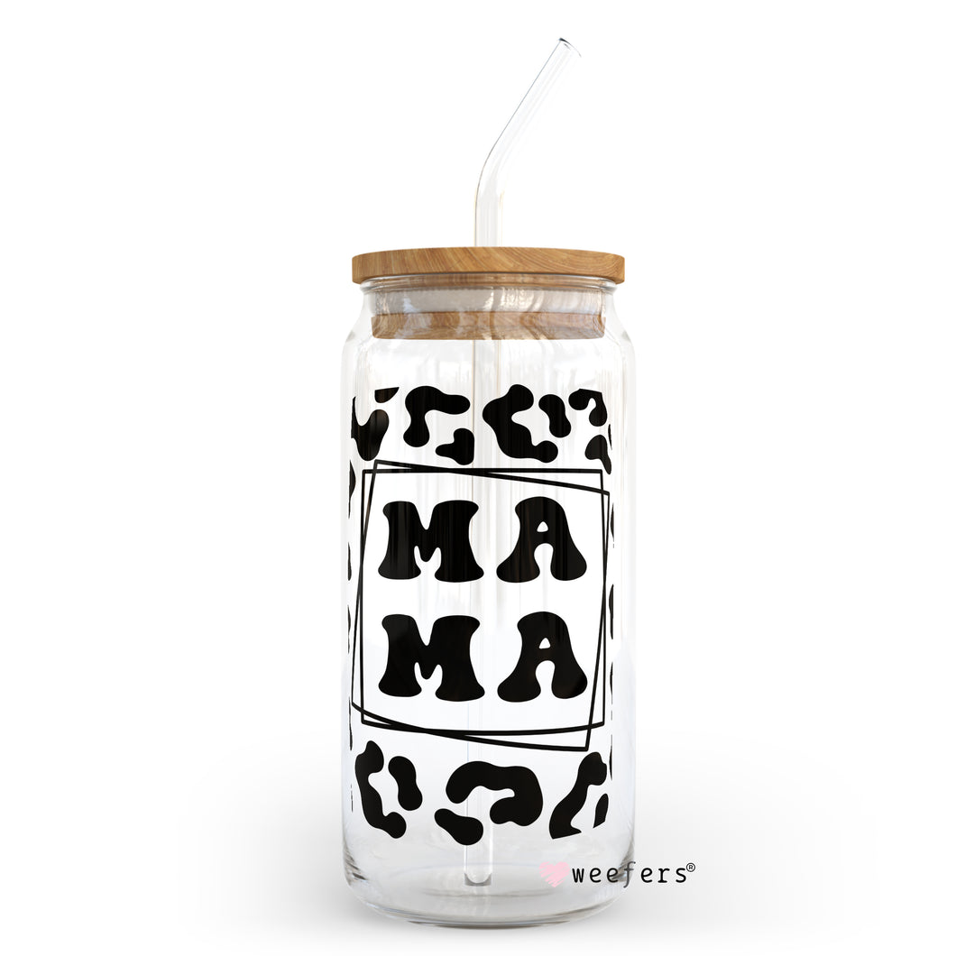 Mama Black Cheetah 20oz Libbey Glass Can UV-DTF or Sublimation Wrap - Decal