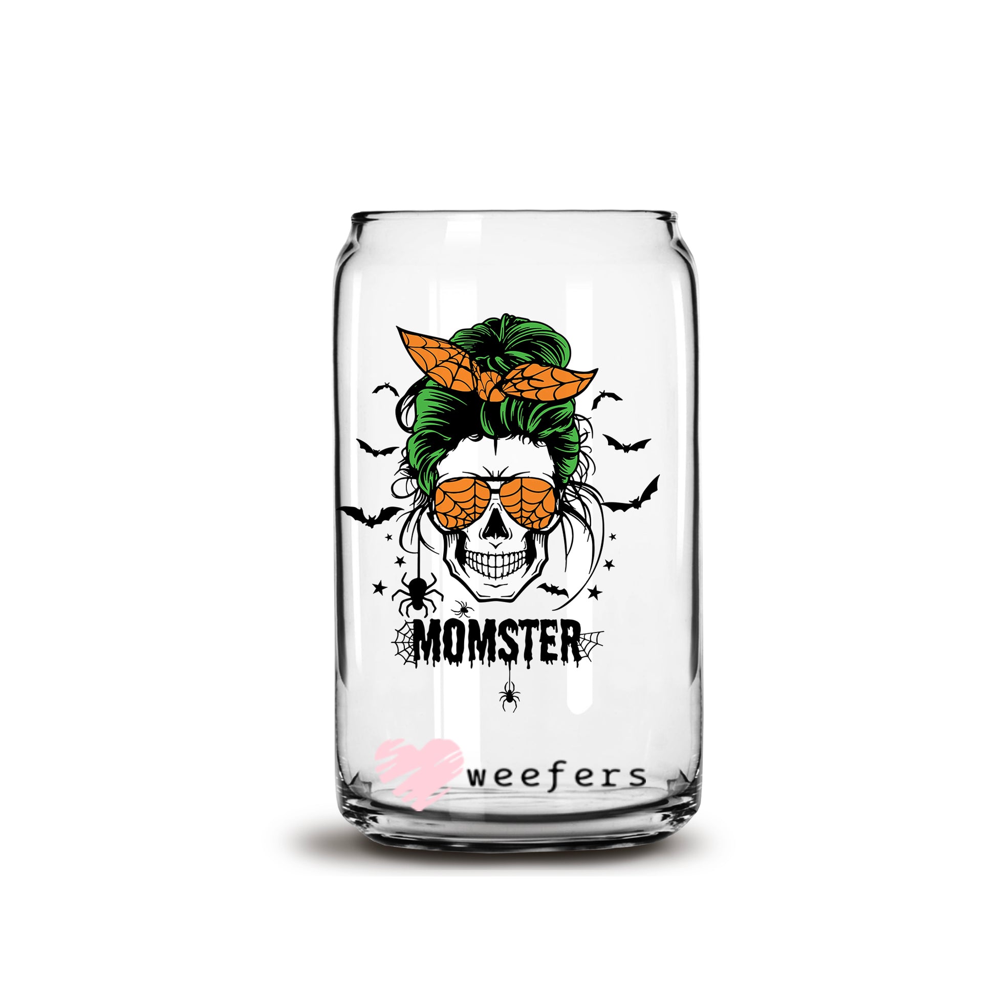 Momster Halloween 16oz Libbey Glass Can UV DTF or Sublimation Wrap - Decal - Weefers