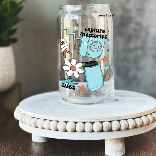 Summer Vibes Blue 16oz Libbey Glass Can UV DTF or Sublimation Cup Wrap - Decal Transfer Weefers