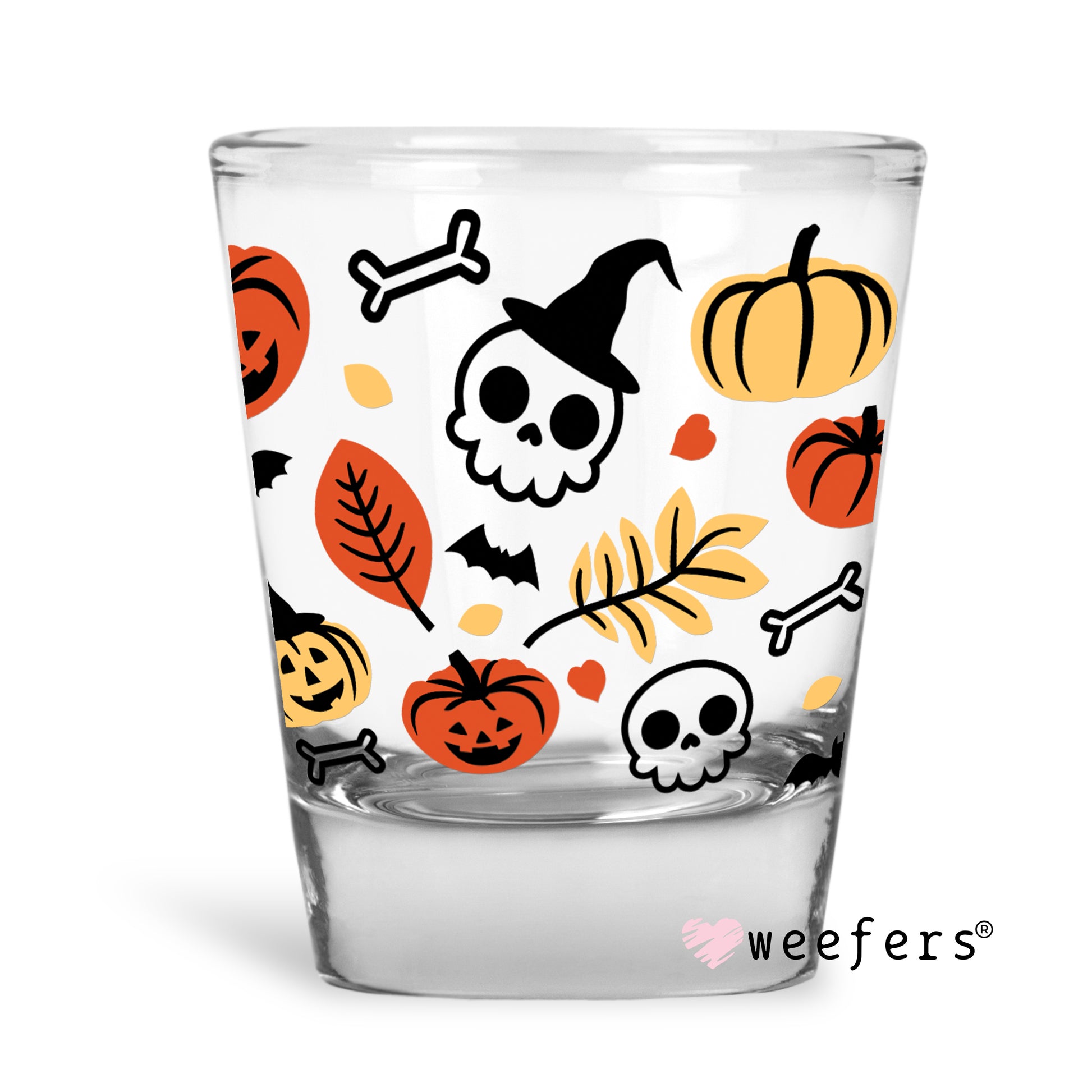 Skeletons and Pumpkins and Fall Oh My Halloween Shot Glass Short UV DTF or Sublimation Wrap - Decal - Weefers