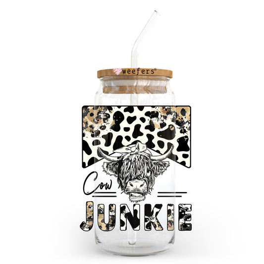 Cow Junkie 20oz Libbey Glass Can UV DTF or Sublimation Wrap - Decal Transfer Weefers