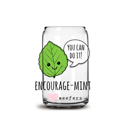 You Can Do It Encourage-Mint 16oz Libbey Glass Can UV DTF or Sublimation Wrap - Decal - Weefers