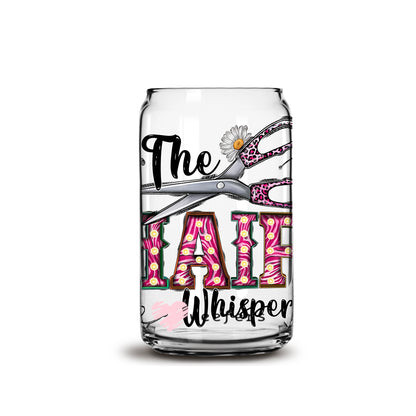 The Hair Whisperer 16oz Libbey Glass Can UV DTF or Sublimation Wrap - Decal - Weefers