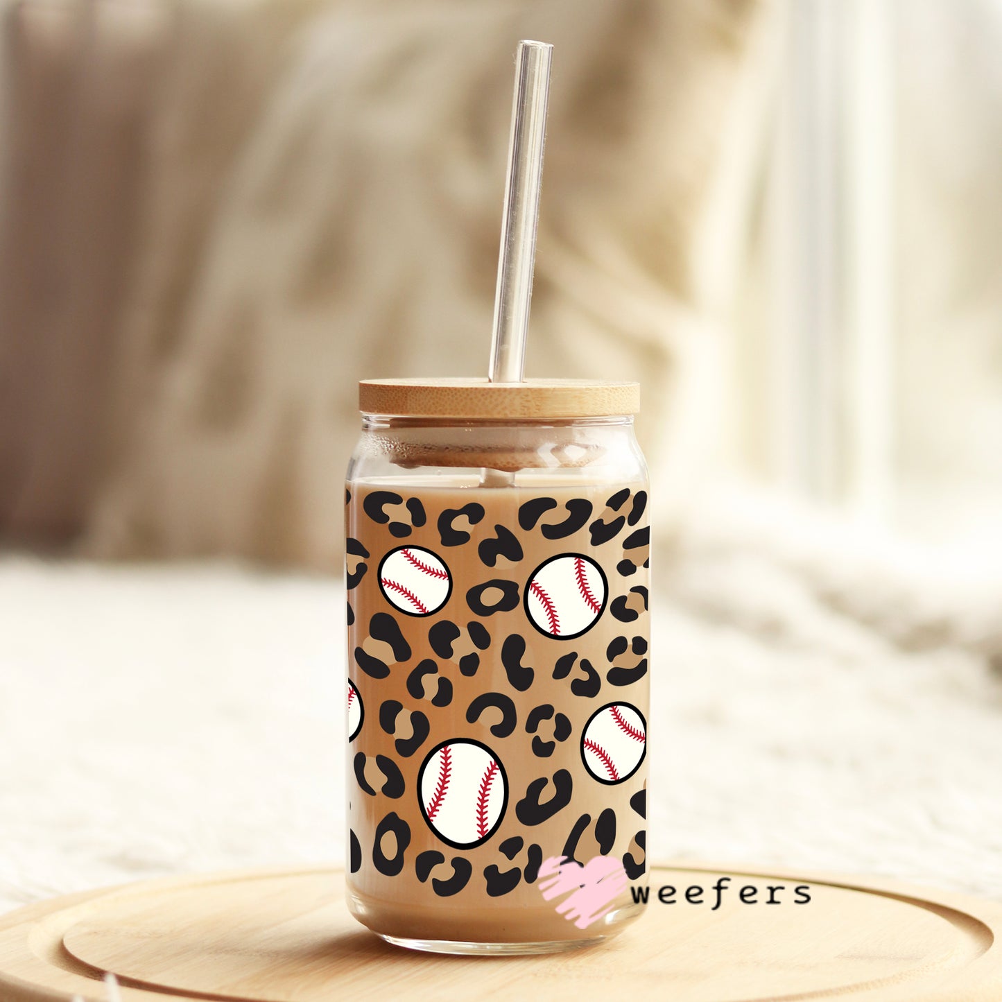 Leopard Baseball Libbey Glass Can Wrap UV DTF Sublimation Transfers - Weefers